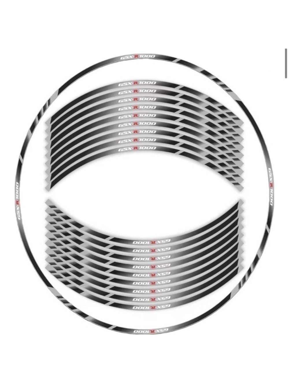 GSXR1000 17” Motorcycle Reflective Rim Wheel Decal Stickers Black Gray Suzuki